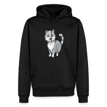 Chat souriant pour les amoureux des chats - Sweat à capuche Premium bio Homme - noir - Devant - Nico (187cm)