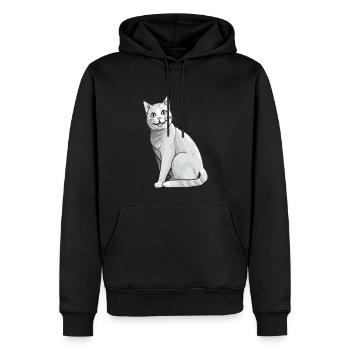 Chat brillant pour les propriétaires de chats - Sweat à capuche Premium bio Homme - noir - Devant - Nico (187cm)
