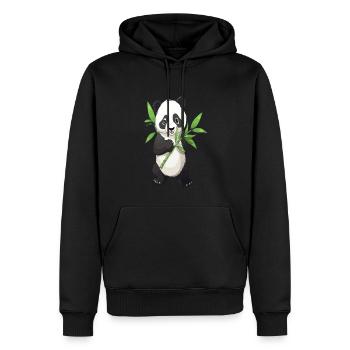 Panda au bambou - Sweat à capuche Premium bio Homme - noir - Devant - Nico (187cm)