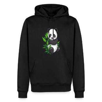 Panda avec branche de bambou - Sweat à capuche Premium bio Homme - noir - Devant - Nico (187cm)