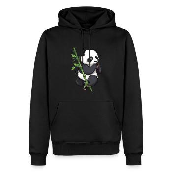 Panda ours avec bambou - Sweat à capuche Premium bio Homme - noir - Devant - Nico (187cm)