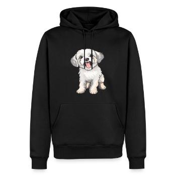 Petit caniche mignon - Sweat à capuche Premium bio Homme - noir - Devant - Nico (187cm)