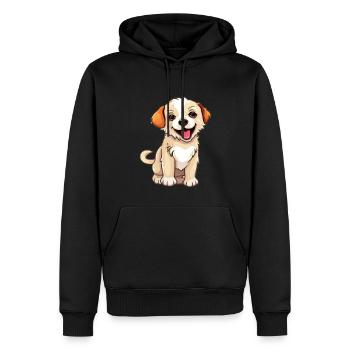Chien mignon - Sweat à capuche Premium bio Homme - noir - Devant - Nico (187cm)