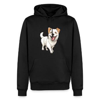 Rire chien mignon - Sweat à capuche Premium bio Homme - noir - Devant - Nico (187cm)