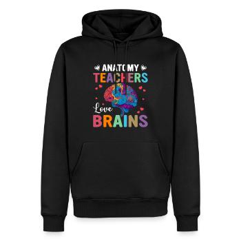 Anatomy teachers love brains - funny saying - Men’s Premium Organic Hoodie - black - Front - Nico (187cm)