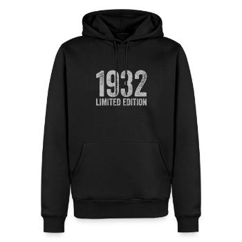 Anniversaire vintage 1932 édition limitée - Sweat à capuche Premium bio Homme - noir - Devant - Nico (187cm)