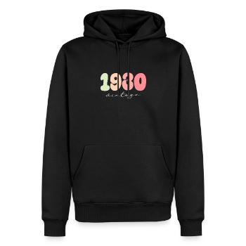 Vintage Anniversaire des années 1930 - Sweat à capuche Premium bio Homme - noir - Devant - Nico (187cm)