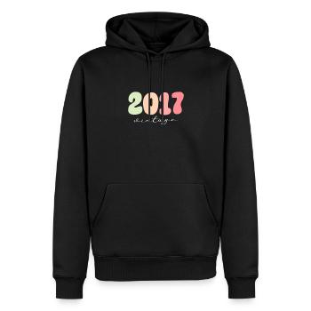 Vintage Jahrgang 2017 Geburtstag - Männer Premium Bio Hoodie - Schwarz - Vorne - Nico (187cm)