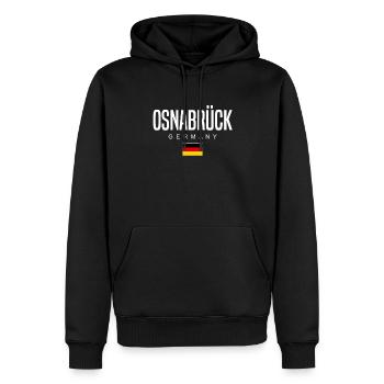 Osnabrück - Männer Premium Bio Hoodie - Schwarz - Vorne - Nico (187cm)