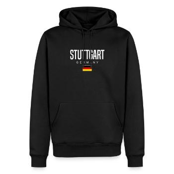 Stuttgart - Männer Premium Bio Hoodie - Schwarz - Vorne - Nico (187cm)