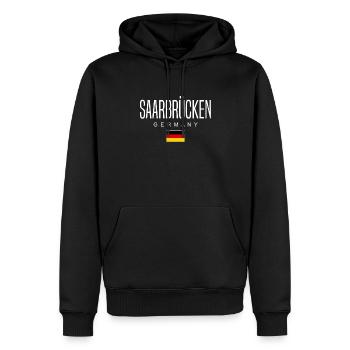Sarrebruck - Sweat à capuche Premium bio Homme - noir - Devant - Nico (187cm)