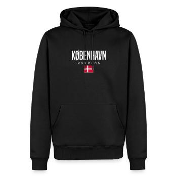 Copenhague, Danemark - Sweat à capuche Premium bio Homme - noir - Devant - Nico (187cm)