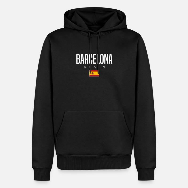Barcelone, Espagne - Sweat à capuche Premium bio Homme - noir