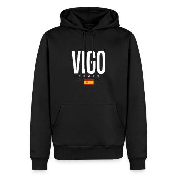 Vigo Spanien - Männer Premium Bio Hoodie - Schwarz - Vorne - Nico (187cm)
