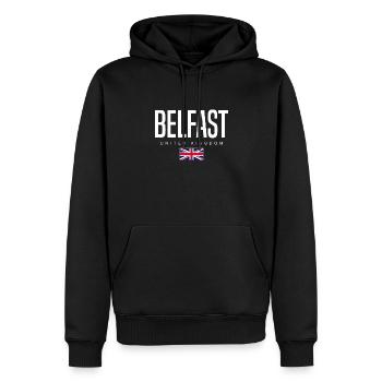 Belfast Vereinigtes Königreich - Männer Premium Bio Hoodie - Schwarz - Vorne - Nico (187cm)