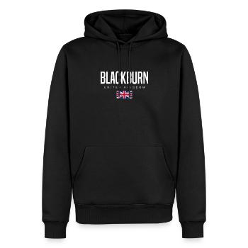 Blackburn, United Kingdom - Men’s Premium Organic Hoodie - black - Front - Nico (187cm)