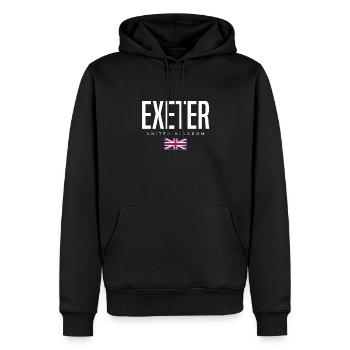 Exeter, United Kingdom - Men’s Premium Organic Hoodie - black - Front - Nico (187cm)