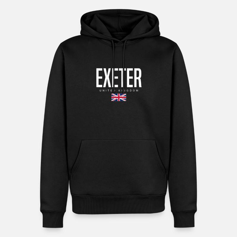 Exeter, Royaume-Uni - Sweat à capuche Premium bio Homme - noir