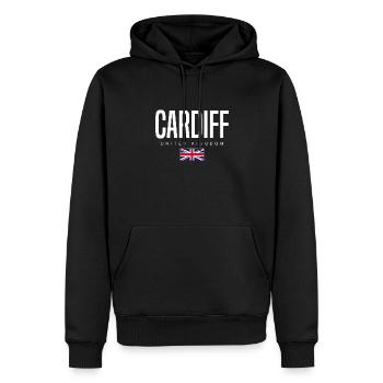 Cardiff Vereinigtes Königreich - Männer Premium Bio Hoodie - Schwarz - Vorne - Nico (187cm)