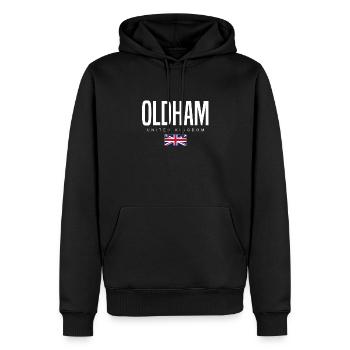 Oldham England Großbritannien - Männer Premium Bio Hoodie - Schwarz - Vorne - Nico (187cm)