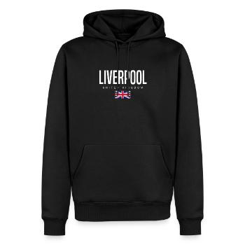 Liverpool, Royaume-Uni - Sweat à capuche Premium bio Homme - noir - Devant - Nico (187cm)