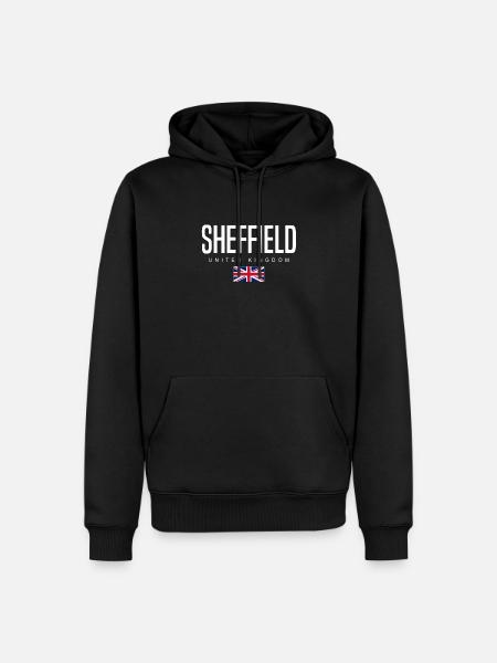 Sheffield, Angleterre, Royaume-Uni - Sweat à capuche Premium bio Homme - noir