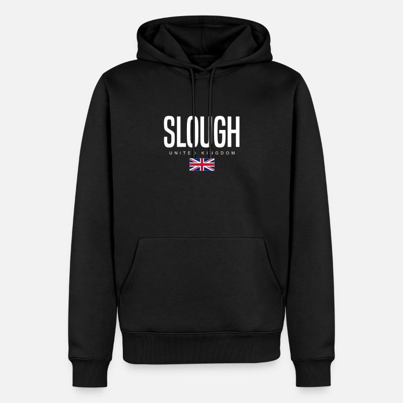 Slough, Angleterre, Royaume-Uni - Sweat à capuche Premium bio Homme - noir