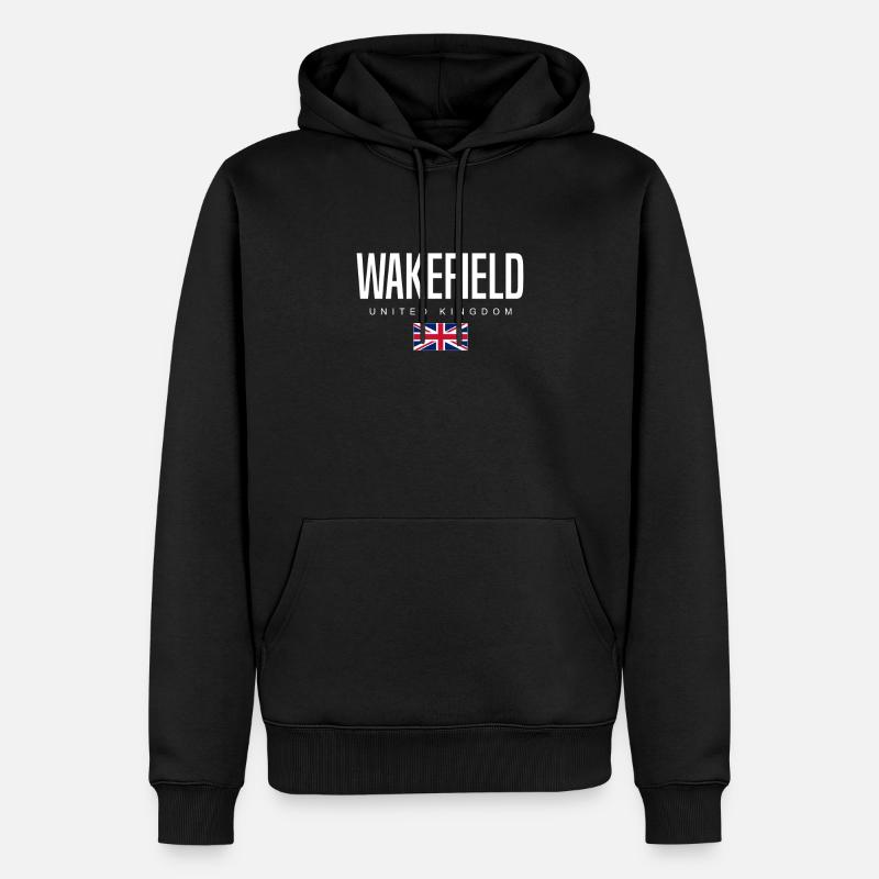 Wakefield, Angleterre, Royaume-Uni - Sweat à capuche Premium bio Homme - noir