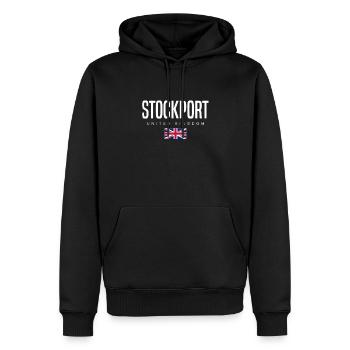 Stockport England Großbritannien - Männer Premium Bio Hoodie - Schwarz - Vorne - Nico (187cm)