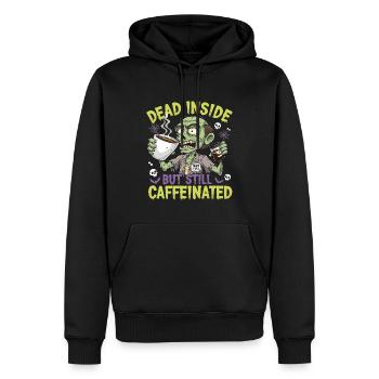 Lustiges Design mit kaffeesüchtigen Zombie - Männer Premium Bio Hoodie - Schwarz - Vorne - Nico (187cm)