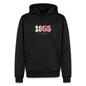 1955 Geburtstag Geburtsjahr - Männer Premium Bio Hoodie - Schwarz - Vorne - Nico (187cm)