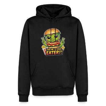 Alien-Burger: Take Me to Your Eater - Männer Premium Bio Hoodie - Schwarz - Vorne - Nico (187cm)
