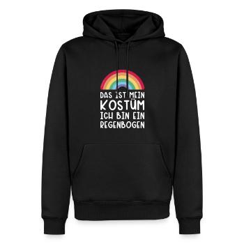 Das ist mein Kostüm Regenbogen Fasching Karneval - Männer Premium Bio Hoodie - Schwarz - Vorne - Nico (187cm)