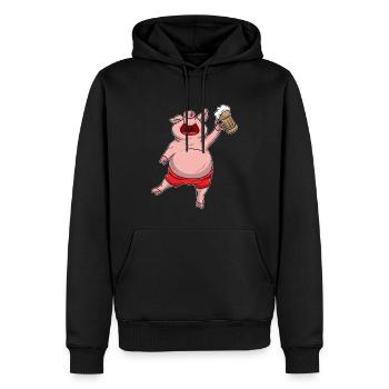 Lustiges Bier trinkendes Schwein - Männer Premium Bio Hoodie - Schwarz - Vorne - Nico (187cm)