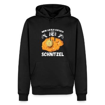 Angeln und Schnitzel Spruch - Männer Premium Bio Hoodie - Schwarz - Vorne - Nico (187cm)