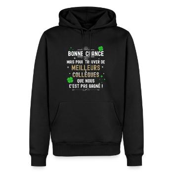 Collègue Annonce homme et femme - Sweat à capuche Premium bio Homme - noir - Devant - Nico (187cm)