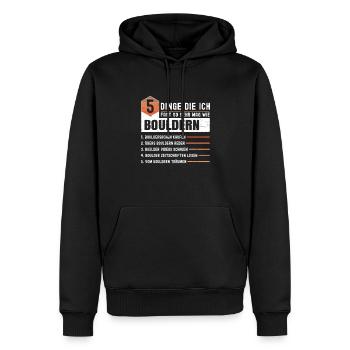 5 Dinge Die Ich Fast So Sehr Mag Wie Bouldern - Männer Premium Bio Hoodie - Schwarz - Vorne - Nico (187cm)