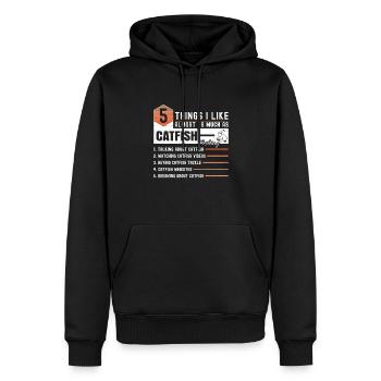 Wels Angeln Spruch - Männer Premium Bio Hoodie - Schwarz - Vorne - Nico (187cm)