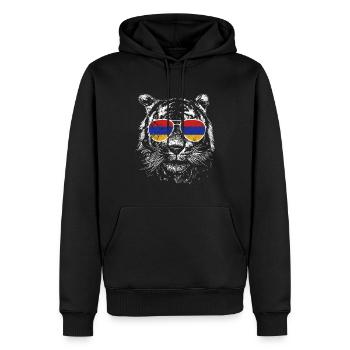 Arménie Arménie Lunettes de soleil Drapeau du tigre Drapeau - Sweat à capuche Premium bio Homme - noir - Devant - Nico (187cm)