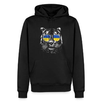 Ukraine Tiger Slava Ukraine Sonnenbrille Flagge - Männer Premium Bio Hoodie - Schwarz - Vorne - Nico (187cm)
