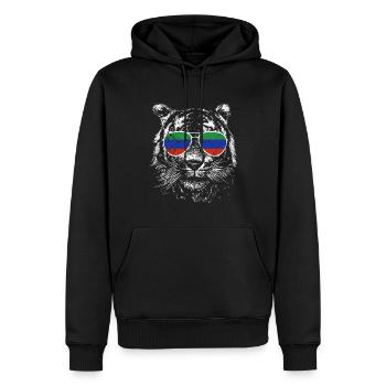 Dagestan Tiger Dagestaner Flagge Sonnenbrille - Männer Premium Bio Hoodie - Schwarz - Vorne - Nico (187cm)