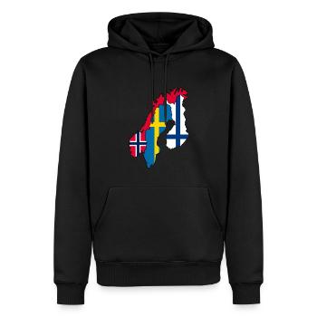 Skandinavien - Männer Premium Bio Hoodie - Schwarz - Vorne - Nico (187cm)