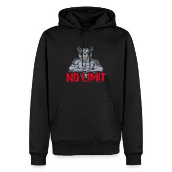 Musculation Musculation Renforcement musculaire Perte de graisse sans limite - Sweat à capuche Premium bio Homme - noir - Devant - Nico (187cm)