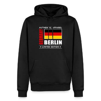 Berlin - Männer Premium Bio Hoodie - Schwarz - Vorne - Nico (187cm)