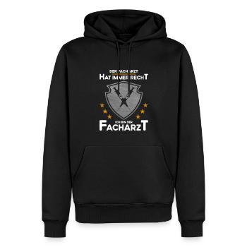 Der Facharzt Hat Immer Recht - Männer Premium Bio Hoodie - Schwarz - Vorne - Nico (187cm)