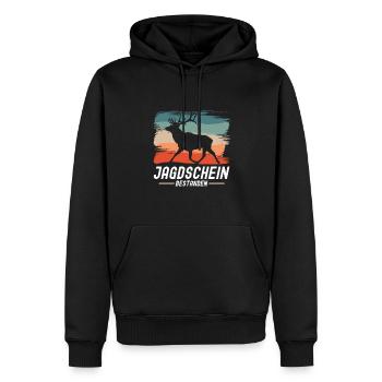Jagdschein Bestanden - Männer Premium Bio Hoodie - Schwarz - Vorne - Nico (187cm)