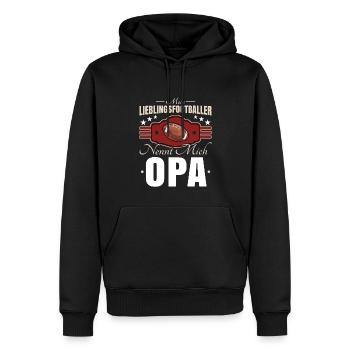 Football Opa - Männer Premium Bio Hoodie - Schwarz - Vorne - Nico (187cm)
