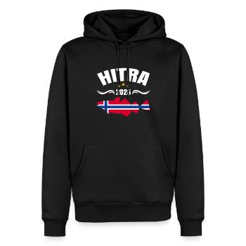Hitra Norwegen Angeltour 2025 - Männer Premium Bio Hoodie - Schwarz - Vorne - Nico (187cm)