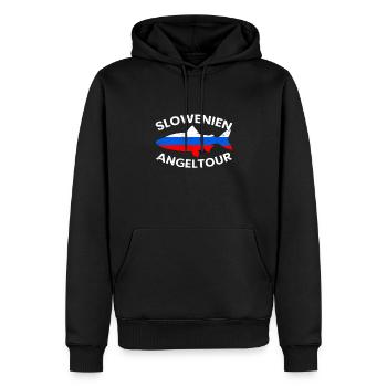 Slowenien Angeltour - Männer Premium Bio Hoodie - Schwarz - Vorne - Nico (187cm)