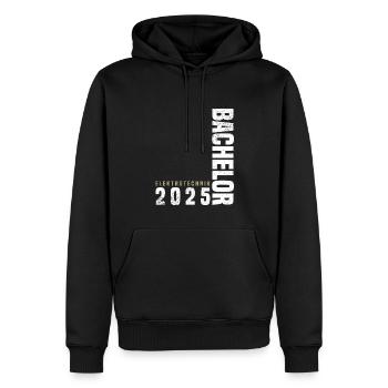 Bachelor Elektrotechnik 2025 - Männer Premium Bio Hoodie - Schwarz - Vorne - Nico (187cm)